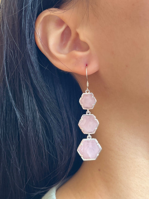 Rose Quartz Statement Earrings - SF