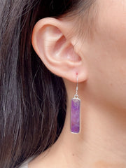 Amethyst Rectangle Drop Earrings - SF