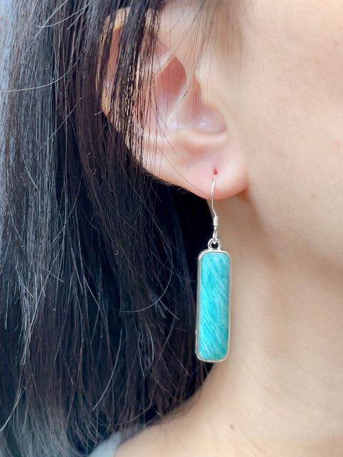 Amazonite Rectangle Drop Earrings - SF