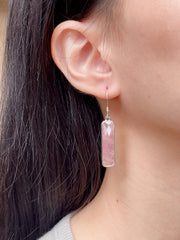 Rose Quartz Rectangle Drop Earrings - SF