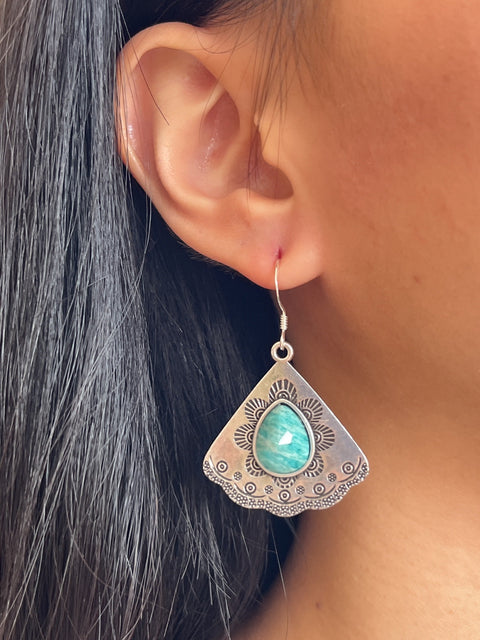 Amazonite Vintage Fan Earrings - SF