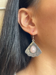 Rose Quartz Vintage Fan Earrings - SF