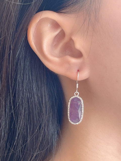 Amethyst Halo Drop Earrings - SF