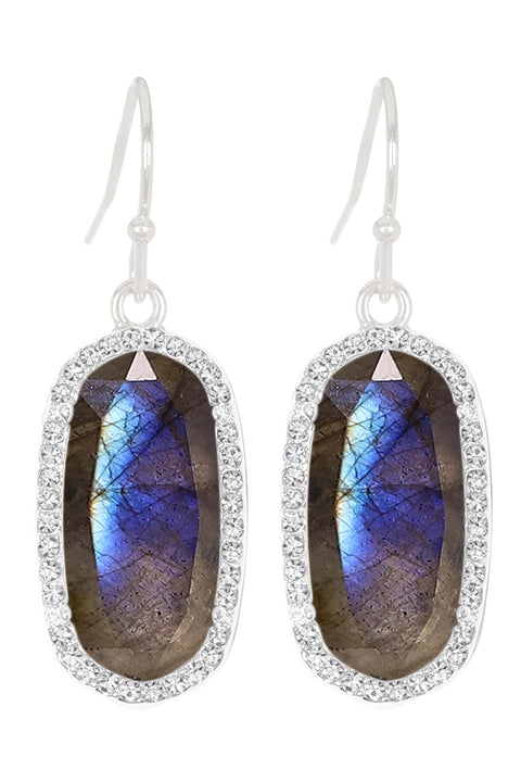 Labradorite Halo Drop Earrings - SF