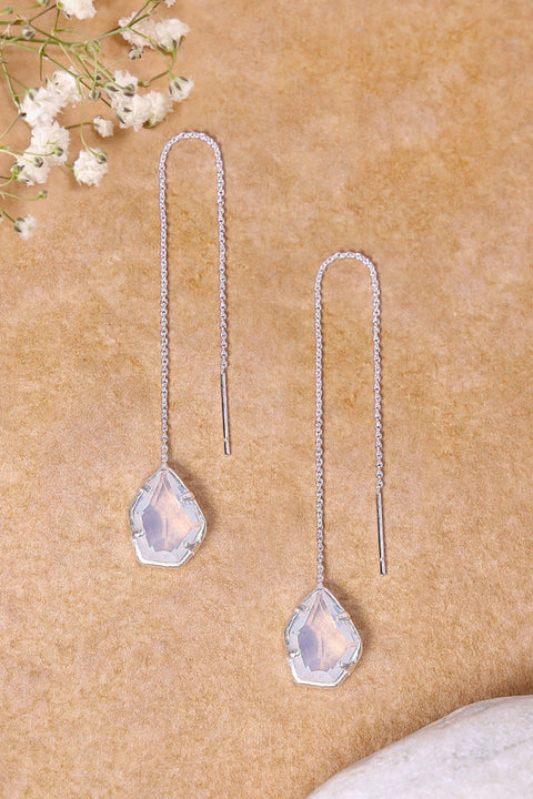 Moonstone Crystal Threader Earrings - SF