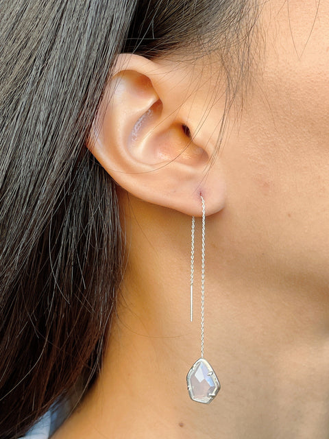 Moonstone Crystal Threader Earrings - SF