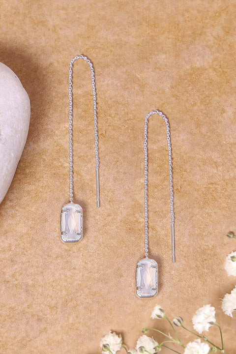 Moonstone Crystal Threader Earrings - SF