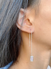 Moonstone Crystal Threader Earrings - SF