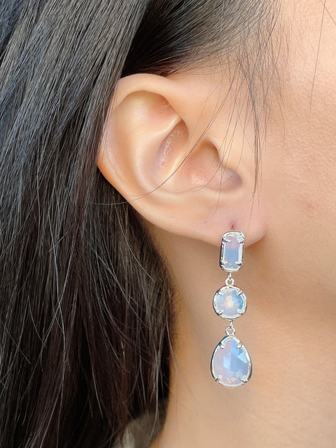 Moonstone Crystal Post Earrings - SF