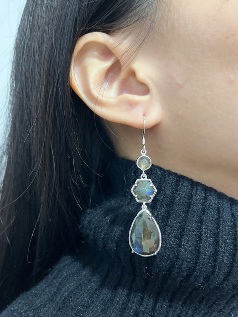 Labradorite Statement Earrings - SF