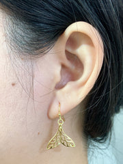 14k Gold Plated Whale Tail Drop Earrings - GF