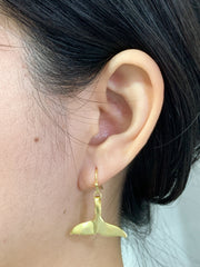 14k Gold Plated Whale Tail Drop Earrings - GF