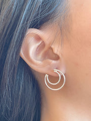 Sterling Silver Moon Post Earrings - SS