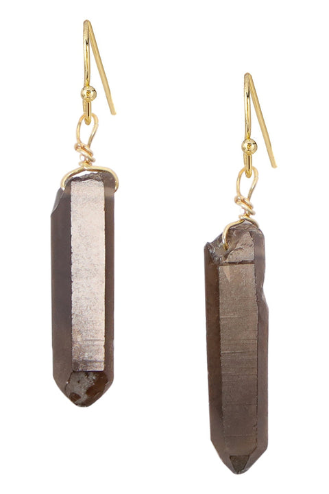 Smoky Quartz Prism Drop Earrings - GF