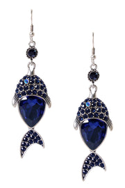 London Blue Austrian Crystal Fish Drop Earrings - SF