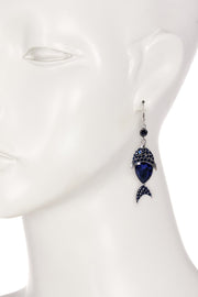 London Blue Austrian Crystal Fish Drop Earrings - SF