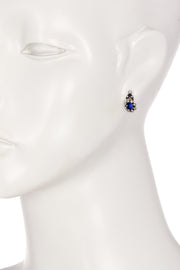 London Blue Crystal Flower Post Earrings - AG