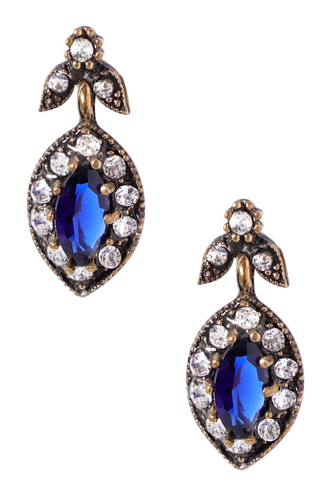 London Blue Crystal Flower Post Earrings - AG