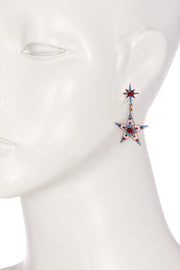 Red Crystal Moon & Star Asymmetrical Post Earrings - GP