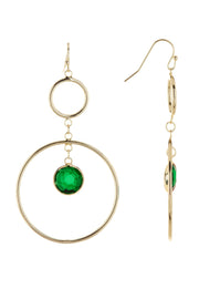 Emerald Crystal & Circles Drop Earrings - GF