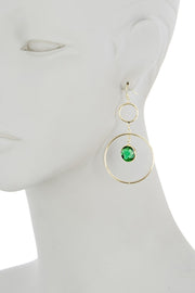 Emerald Crystal & Circles Drop Earrings - GF