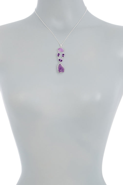 Sterling Silver & Amethyst Pendant Necklace - SS