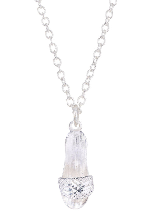 Sterling Silver Slipper Pendant Necklace - SF