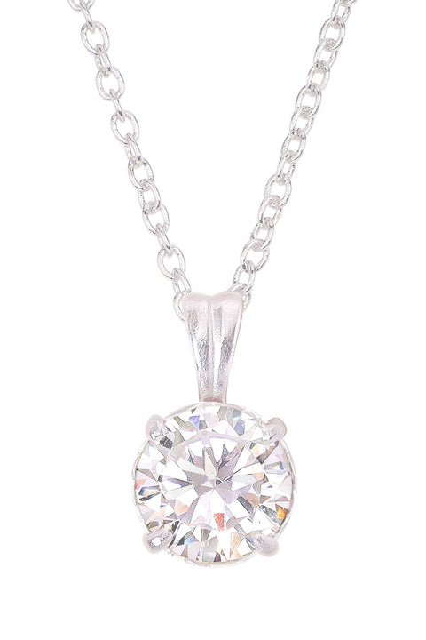 Sterling Silver & CZ Pendant Necklace - SF