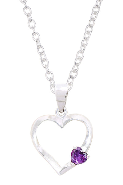 CZ Heart Pendant Necklace - SF