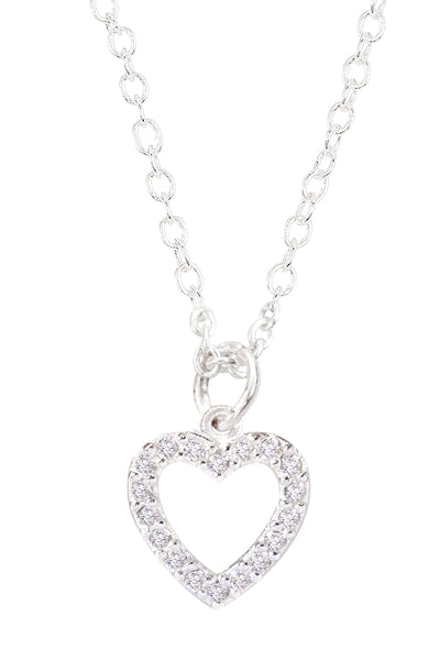 Micro Pave CZ Heart Pendant Necklace - SF