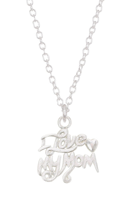 Sterling Silver I Love My Mom Pendant Necklace - SF