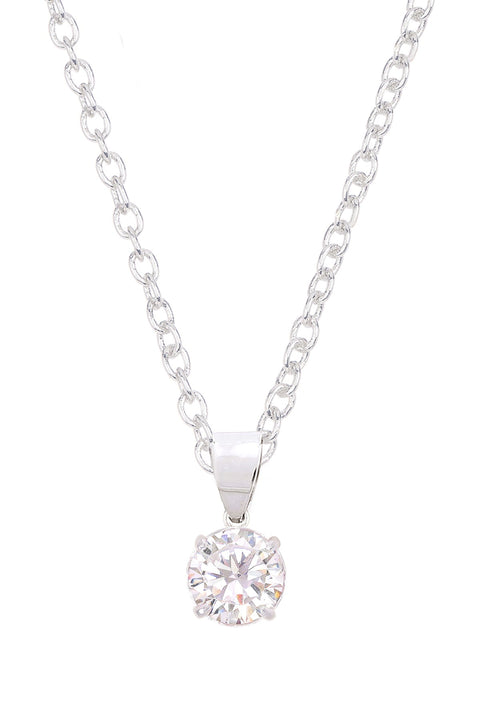 Sterling Silver & CZ Charm Necklace - SF