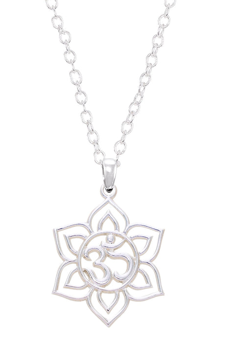 Sacred Ohm Lotus Pendant Necklace - SF