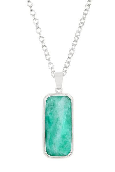 Amazonite Rectangle Pendant Necklace - SF