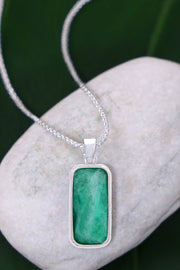 Amazonite Rectangle Pendant Necklace - SF