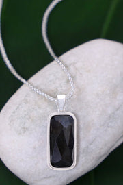 Hematite Rectangle Pendant Necklace - SF