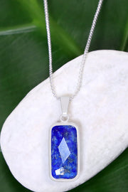 Lapis Rectangle Pendant Necklace - SF