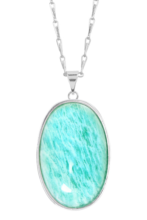 Amazonite Cabochon Pendant Necklace - SF