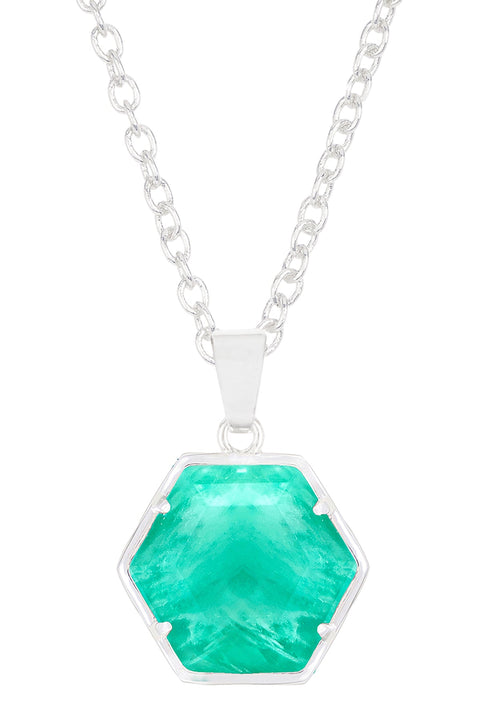 Amazonite Hexagon Pendant Necklace - SF