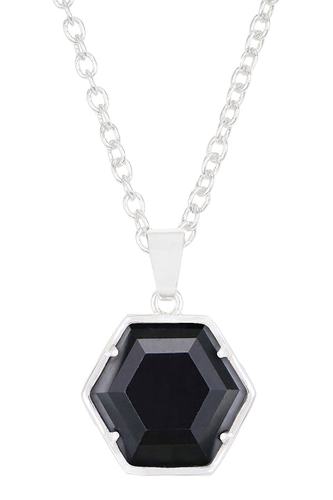 Hematite Hexagon Pendant Necklace - SF