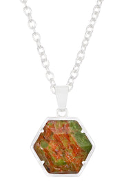 Unakite Hexagon Pendant Necklace - SF