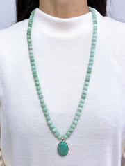 Amazonite Beads Necklace With Amazonite Pendant - SF