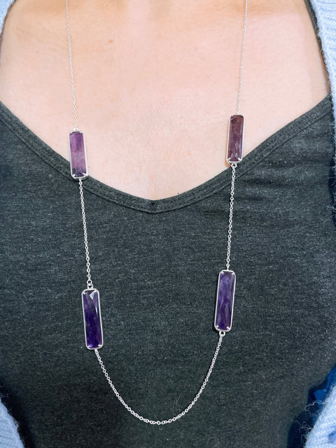 Amethyst 30" Station Necklace - SF