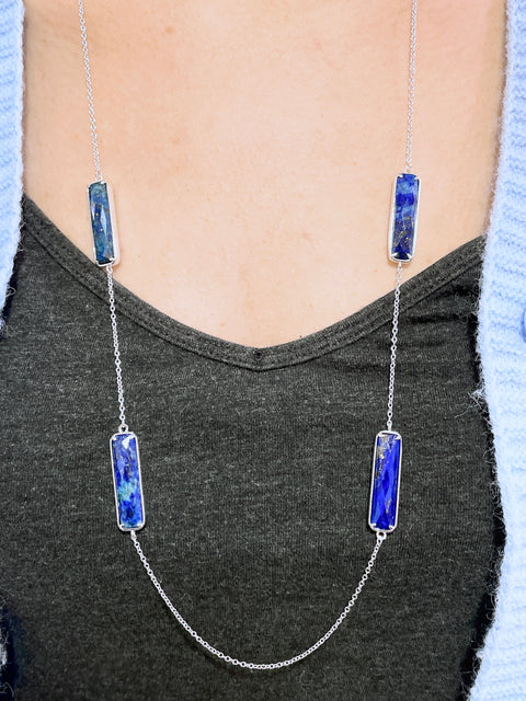 Lapis 30" Station Necklace - SF