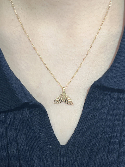 14k Gold Plated Whale Tail Pendant Necklace - GF