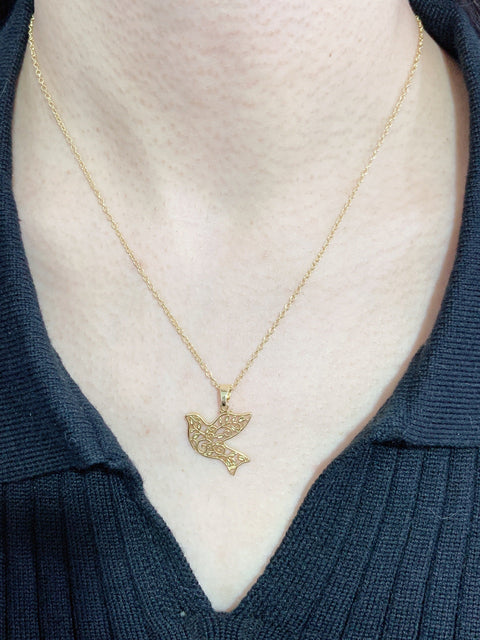 14k Gold Plated Dove Pendant Necklace - GF