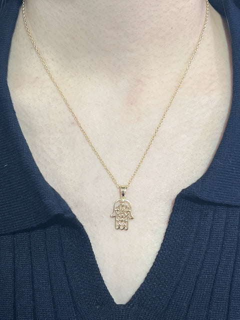 14k Gold Plated Hamsa Pendant Necklace - GF