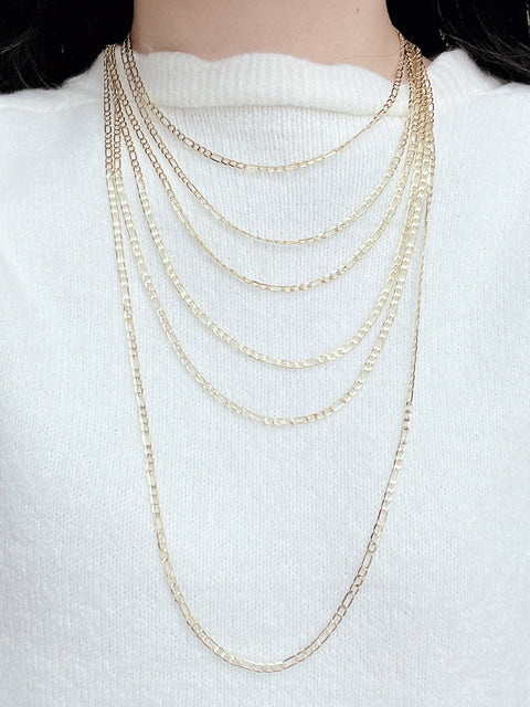 14k Gold Plated 3mm Figaro Chain - GP