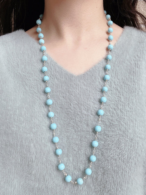 Blue Murano Glass Mala Beaded Necklace - SF