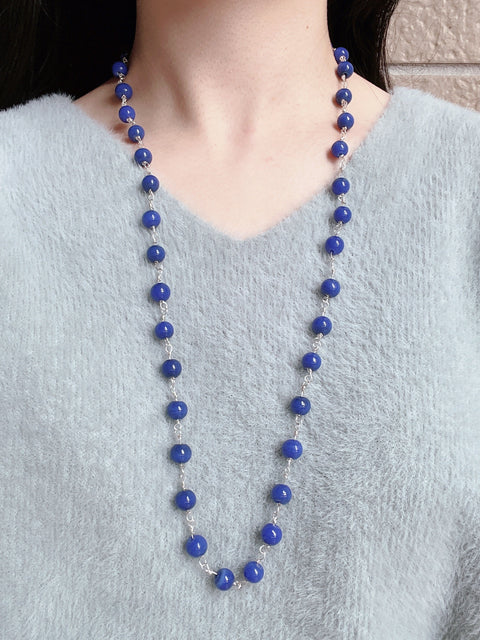 Blue Murano Glass Mala Beaded Necklace - SF